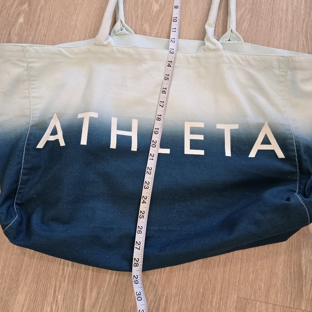 Athleta Beach Bag Gym Bag Tote‎ Bag blue ombré white canvas shopping bag